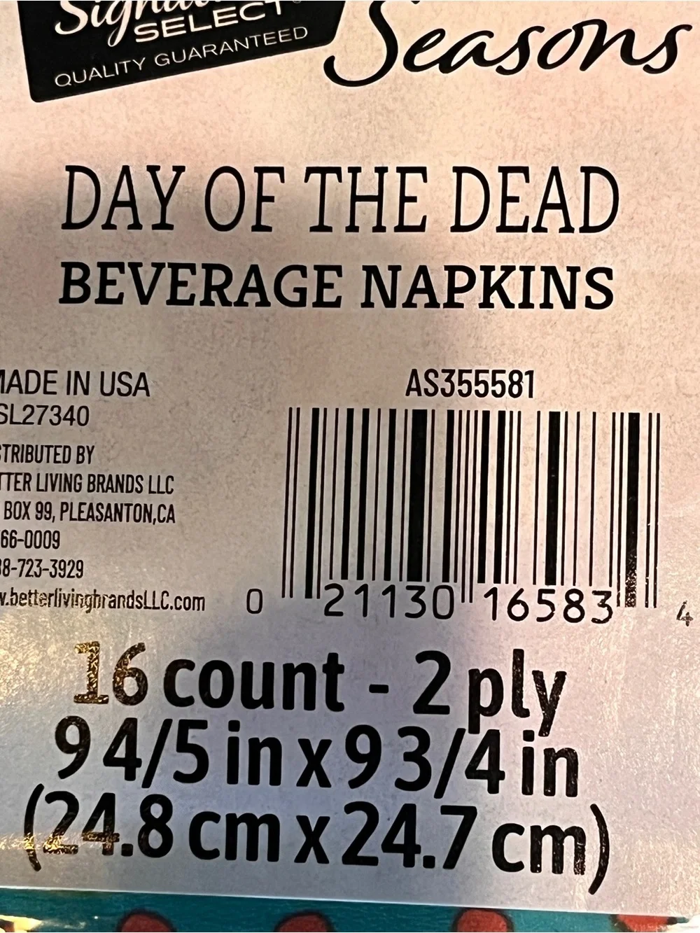 Sugar Skull Napkins Day of the Dead Beverage Party 32 COUNT NWOT